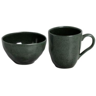 Imagem de Conjunto Caneca 273ml e Bowl Orgânico 558ml Arauco Porto Brasil Verde Cozinha Servir Café Chá Caldo Sopa