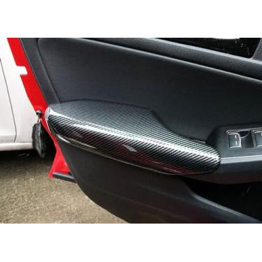 Imagem de TERDARAY Decoração de painel de porta interna compatível com Honda Civic 11ª geração 2022 2023 2024 painel de porta guarnições de capa de apoio de braço acessórios interiores de carro ABS 4 peças