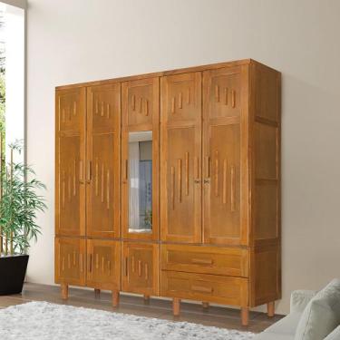 Imagem de Roupeiro em Madeira Maciça Imperatriz 5 Portas 1 Porta com Espelho Imb