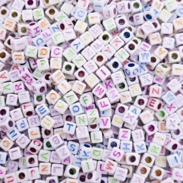Imagem de Miçanga Passante Letras Colorida 7mm 300pçs 45g Alfabeto Escolha o Mod