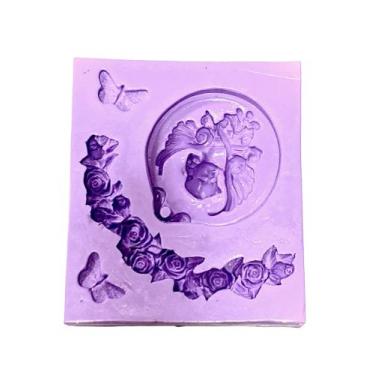 Imagem de F1559 molde de silicone moldura anjo e flores confeitaria biscuit - co