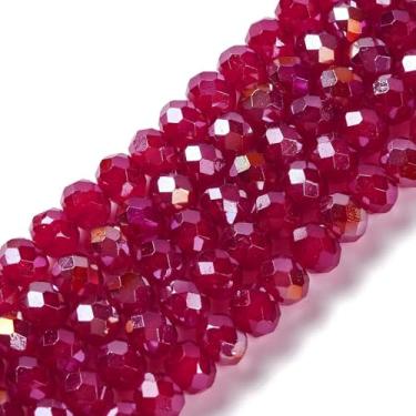 Imagem de Elecrelive 20 fios 8 mm contas facetadas de vidro Rondelle contas soltas tijolo fogo arco-íris cristal a granel para pulseira DIY colar brinco chaveiro suprimentos