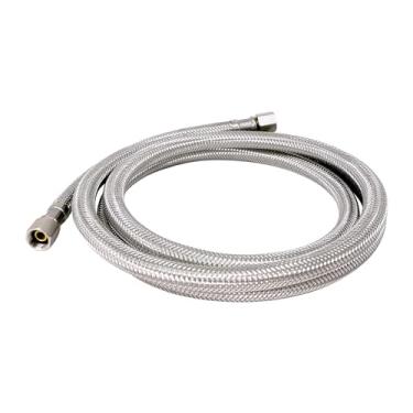 Imagem de EvertechPRO Kit de linha de água de geladeira - F 1/4 C x F 1/4 C x 152 cm linha de água de geladeira trançada de aço inoxidável - ajuste universal, alta qualidade, durável, à prova de explosão, sem