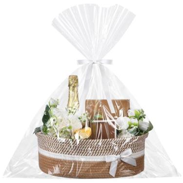 Imagem de Cesta de presente Colingmill tecida vazia com fitas e bolsa 35,5 x 25,