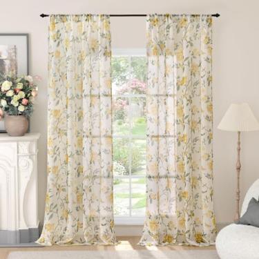 Imagem de Cortinas transparentes Lajode French Country Farmhouse 213x137cm 2 pai