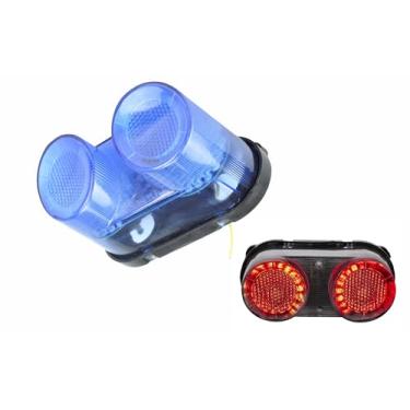 Imagem de Adequado para Yamaha 2000-2001 YZF-R1; 2001-2005 YZS1000 / YZS1000 FAZER/ YZS1000S/FZ1; luz traseira de freio LED luz traseira integrada (azul, modo flash estilo 1)