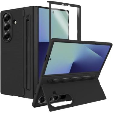 Imagem de Capa para Samsung Galaxy Z Fold 7 com suporte e caneta S [S Pen incluída] [Suporte invisível] Capa protetora fina à prova de choque para Galaxy Z Fold 7 com S Pen preta