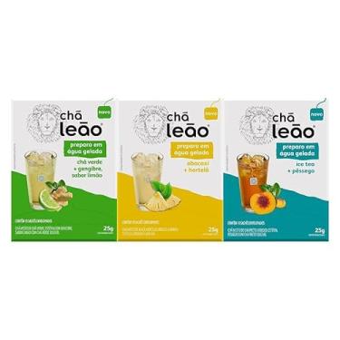 Imagem de Combo Chá Gelado Leão - 30 Sachês (Abacaxi e Hortelã, Chá Verde e Gengibre, Ice tea Pessêgo)
