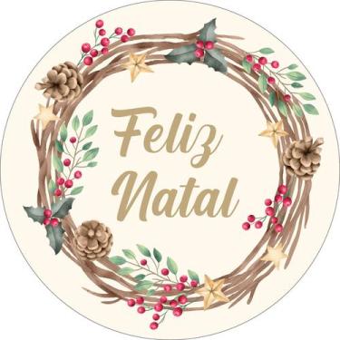 Imagem de Painel de Tecido Sublimado Redondo Feliz Natal Guirlanda Vintage de Pi