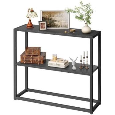 Imagem de Mesa de console TIQLAB Small Entryway 75 cm com prateleiras pretas