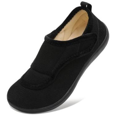 Imagem de Chinelos Scurtain Black Wide Toe Box para homens com pés inchados