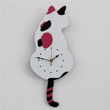 Imagem de Relógio de parede M. Kling Cartoon Acrylic Wag Tail Cat Art - J-One
