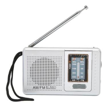 Imagem de Rádio portátil Zyyini AM FM com alto-falante embutido cinza prateado -