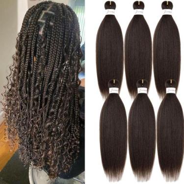 Imagem de Braiding Hair Menethe Hair, pré-esticado, 24 cm, marrom escuro, 6 paco