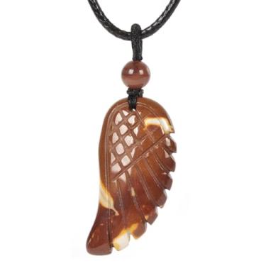 Imagem de Justinstones Colar de joia de cristal de cura com pingente de reiki chakra de 35 mm de pedra preciosa natural esculpida com asa de anjo 55 cm, Pedra, Quartzo