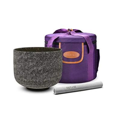 Imagem de TOPFUND Obsidian Fusion C# Tigela de cristal para cantar Adrenals Chakra 25,4 cm com estojo de transporte resistente e bastão de camurça