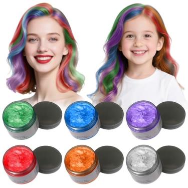 Imagem de Giz de cor de cabelo para crianças, meia para meninas adolescentes, tintura de cabelo natural lavável temperatura creme de cor de cabelo para penteados DIY em aniversário, festa, dia de cabelo louco