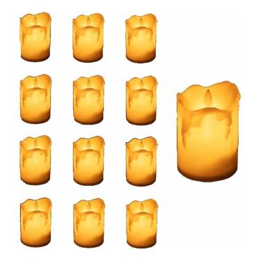 Imagem de 2X Kit Com 12 Velas Decorativas De Led Amarelas + Bateria