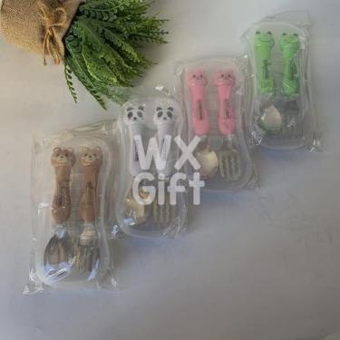 Imagem de Kit Talher Infantil Colher e Garfo Bichinhos - Interponte / WX Gift