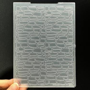 Imagem de Modelo de pasta de plástico 3D para parede de tijolos de Natal, 3 texturas, tamanho A6, para fazer cartões, faça você mesmo, scrapbook, papel, artesanato, artesanato, scrapbook, artes, decoração