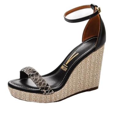 Imagem de Sandália Feminina Anabela Alta Tira Strass Conforto Vizzano