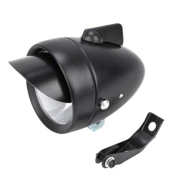 Imagem de Chiffonade Farol de bicicleta LED para bicicleta com viseira moldura de metal retrô luz frontal para ciclismo noturno acessório (preto)