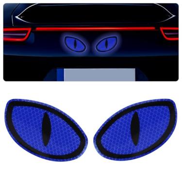 Imagem de Hovom 2 peças de adesivos refletivos de carro, adesivo de aviso automático de olhos fofos, adesivos de capacete de motocicleta, decalque refletivo de alta visibilidade para segurança noturna