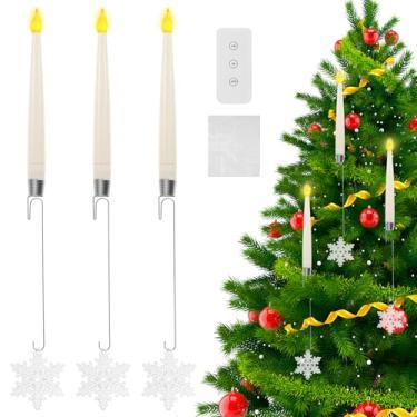 Imagem de Tcwhniev 6 velas decorativas de LED para árvore de Natal, operadas por bateria, velas de árvore de Natal sem chamas com gancho para decoração de festas de fim de ano, presentes