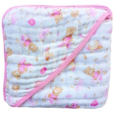 Imagem de Toalha de Banho Bebê Soft Com Capuz Macia 3 Camadas para o Enxoval do Bebê Menino Menina (Ursa bear)