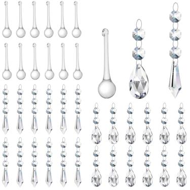 Imagem de Solsew 36 peças de cristal de substituição de cristal prismas de lágrima transparentes para lustre lâmpada apanhador solar janela decoração de casa (adorável)