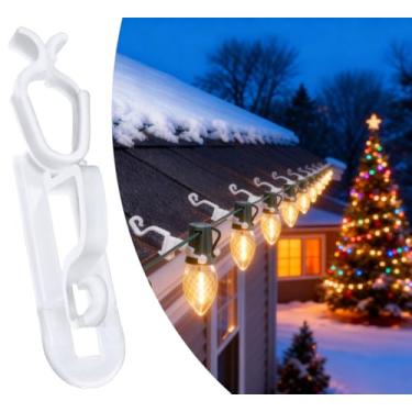 Imagem de AUMAYCO Ganchos de clipes de luz, 150 ganchos de calha transparentes, clipes de telha de Natal ao ar livre, compatível com C9 C7 para telhado, linha de cume de telhado, cerca