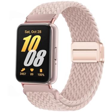Imagem de Issinlky Pulseira trançada de nylon compatível com Galaxy Fit 3, pulseira de fivela magnética elástica para Galaxy Fit 3 SM-R390