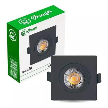 Imagem de Luminaria spot led quadrado preto - 7w - granfei 6500k