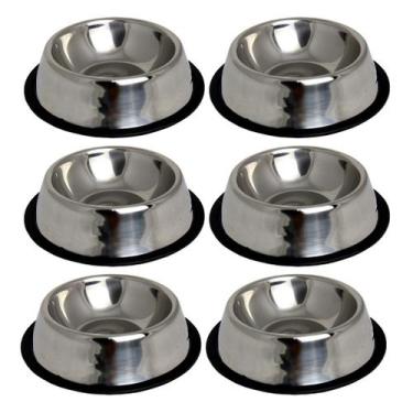 Imagem de Comedouro Bebedouro Antiderrapante Aço Inox 1,6 Litros 6un - Western