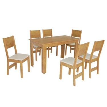 Imagem de Conjunto Mesa Retangular Pérola com 6 Cadeiras - São Carlos - Moveis S