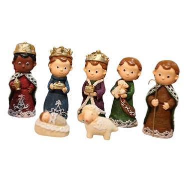 Imagem de IEUDNS Conjunto de presépio de Natal, decorações religiosas, decoração para casa, escultura de Natal, acessórios de janela, coleção de presentes, artesanato