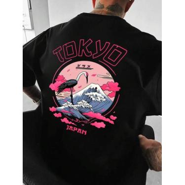 Imagem de Camiseta Basica Estampada Algodão Fio 30.1 Tokyo Japao Linda - crushed