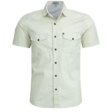 Imagem de Camisa Social Masculina Manga Curta Estilo Militar Luxo - Amil, Areia,