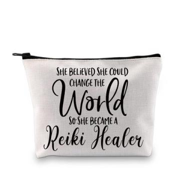 Imagem de Bolsa de cosméticos G2TUP Reiki Healer Thank You Gift branca