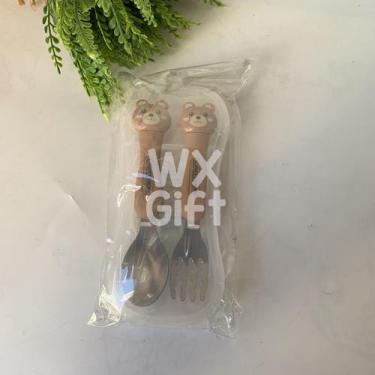 Imagem de Kit Talher Infantil Colher e Garfo Bichinhos - Interponte / WX Gift