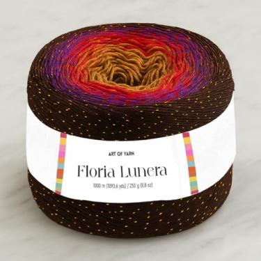 Imagem de Fio Floria Blumera 55% algodão 45% acrílico 250 g 1093,6 metros bolo de fio gradiente multicolorido para tricô crochê primavera verão ombré algodão arco-íris (areia quente, Lunera)