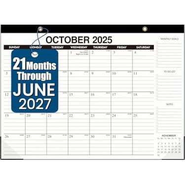 Imagem de Calendário de mesa 2023-2024, calendário grande de 18 meses, 43 cm x 29 cm, julho de 2023 a dezembro de 2024, papel grosso, protetores de canto, capa de plástico transparente, blocos pautados grandes, melhor calendário para planejamento e organização de casa, escola ou escritório