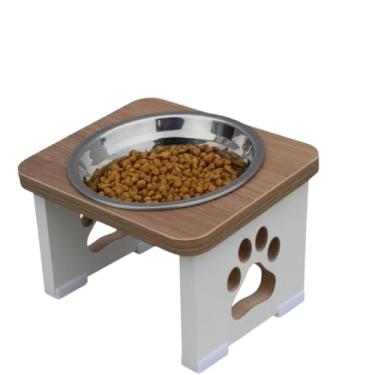 Imagem de Luma Pet, Comedouro Ou Bebedouro Elevado Simples Cachorro MDF Tigela Inox