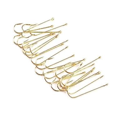 Imagem de GRFIT Ganchos de pesca 100 peças de ganchos de pesca dourados de haste longa iscas vivas de água doce anzóis de peixe anzóis de pesca anzóis de peixe (cor: 1)