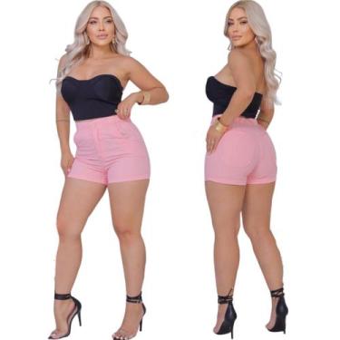 Imagem de Short Jeans Feminino Cintura Alta com Elástico no Cós - KCG STORE, Ros