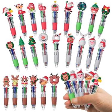 Imagem de Zhirlyn 24 canetas multicoloridas de Natal em uma linda caneta kawaii divertida 4 em 1 para festas de fim de ano, material de escritório e presentes de sala de aula (Natal)
