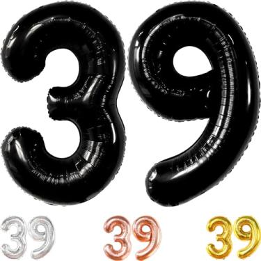 Imagem de Giant, Black Number 34 Balon Foil - 101 cm | Balão preto de aniversário de 34 anos, decorações de aniversário de 34 anos | 34 balões para aniversário | Número de balões preto 34 balões | Balão de 34 anos, artigos para festa de aniversário de 34 anos