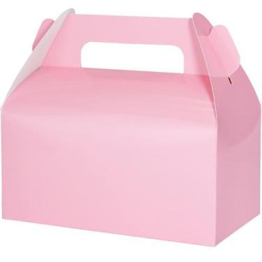 Imagem de Caixas de guloseimas UnicoPak Pink Gable, pacote com 30 para lanches e