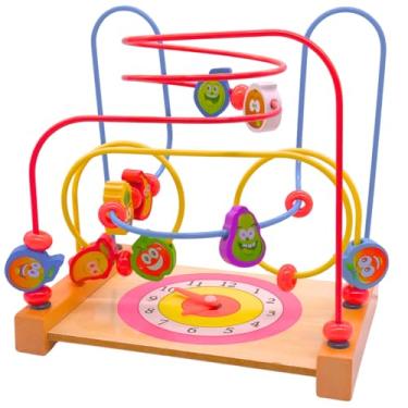 Imagem de Brinquedo Educativo de Madeira Infantil – Cubo de Atividades ou Circuito com Peças – Desenvolve Coordenação Olho-Mão, Cores, Formas e Habilidades Cognitivas – Brinquedo Lúdico para Crianças (Modelo 1)