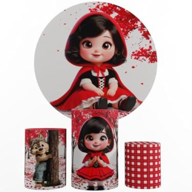 Imagem de Kit Decoração Festa, Painel Chapeuzinho Vermelho + Trio Capas De Cilindros (Color 02)